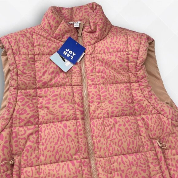 NWT Joy Lab Women’s Quilted Puffer Vest – Pink Leopard Print – Size XS –WJK-1000 - Picture 3 of 5